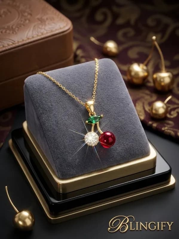 Cherry Blossom Charm Necklace – Anti-Tarnish Gold Plated